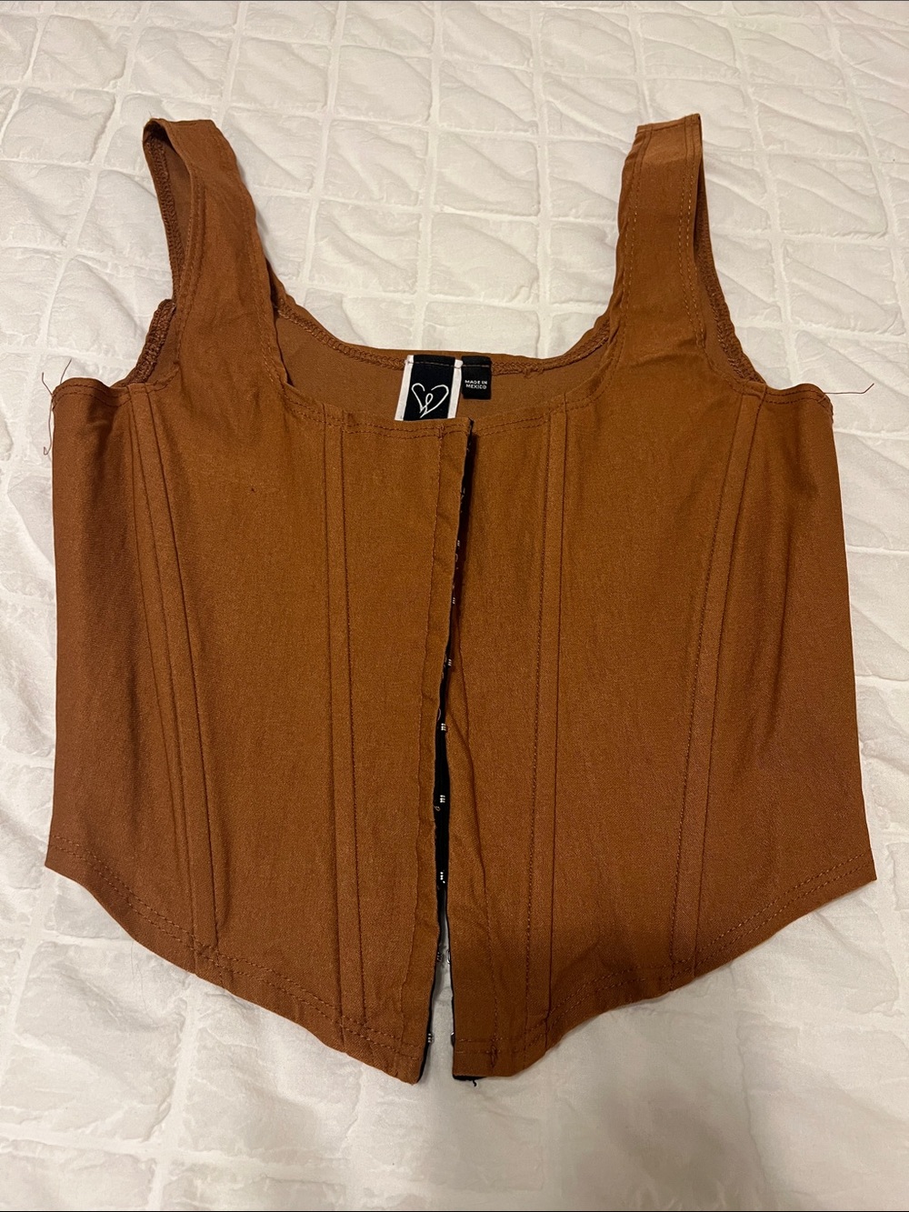 Windsor Chestnut Brown Corset-Style Crop Tank